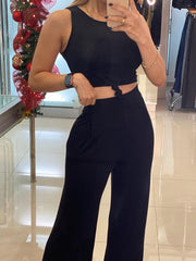 Load image into Gallery viewer, Sleeveless Top & Wide Legs Pants