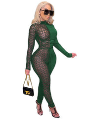 Load image into Gallery viewer, Sheer Patchwork Lace Up Jumpsuit