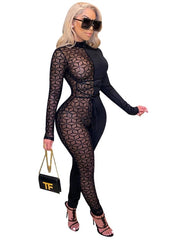 Load image into Gallery viewer, Sheer Patchwork Lace Up Jumpsuit