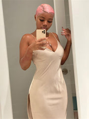 Load image into Gallery viewer, Side Split Satin Dress