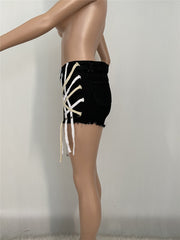 Load image into Gallery viewer, Denim Lacey Shorts