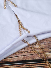 Load image into Gallery viewer, Chain Lace-Up Front Crop Top.