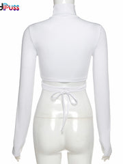 Load image into Gallery viewer, Ruched Drawstring Turtleneck Top