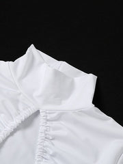 Load image into Gallery viewer, Ruched Drawstring Turtleneck Top