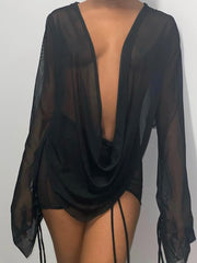 Load image into Gallery viewer, Long-Sleeve Sheer Dress