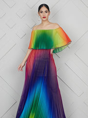 Load image into Gallery viewer, Off Shoulder Rainbow Color Dress