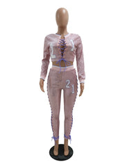 Load image into Gallery viewer, Front Lace-up Top & Pants