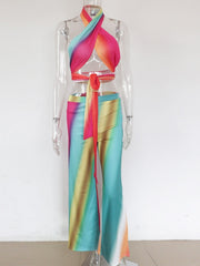 Load image into Gallery viewer, Halter Crop Top And Wide Leg Pant