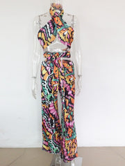 Load image into Gallery viewer, Halter Crop Top And Wide Leg Pant