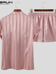 Load image into Gallery viewer, Silky Striped Shirt & Sorts Set