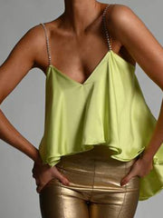 Load image into Gallery viewer, Draped Satin Ruffle Top