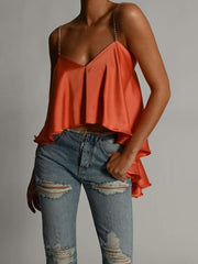 Load image into Gallery viewer, Draped Satin Ruffle Top