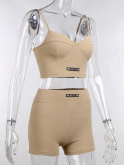 Load image into Gallery viewer, Ribbed Knitted Crop Top And Shorts