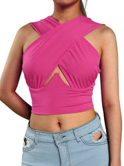 Load image into Gallery viewer, Cross Front Halter Top