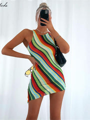 Load image into Gallery viewer, Diagonal Stripes Summer Dress