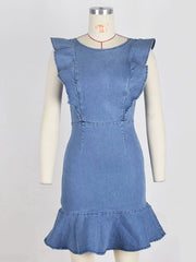 Load image into Gallery viewer, Ruffle Denim Dress