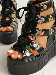 Load image into Gallery viewer, CHUNKY FLORAL WEDGES