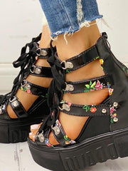 Load image into Gallery viewer, CHUNKY FLORAL WEDGES
