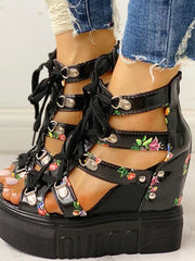 Load image into Gallery viewer, CHUNKY FLORAL WEDGES