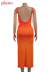 Load image into Gallery viewer, Spaghetti Strap Back Draped Dress