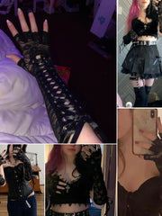 Load image into Gallery viewer, Lace-Up Lace Gloves