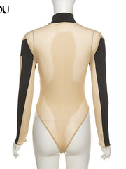 Load image into Gallery viewer, Sheer Patchwork Bodysuit