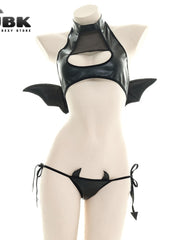 Load image into Gallery viewer, Faux Leather Devil Bikini