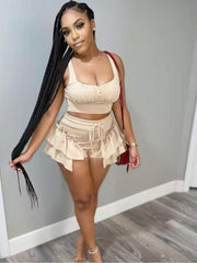 Load image into Gallery viewer, Crop Top & Ruffles Shorts