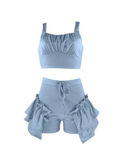 Load image into Gallery viewer, Crop Top & Ruffles Shorts