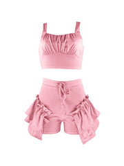 Load image into Gallery viewer, Crop Top & Ruffles Shorts