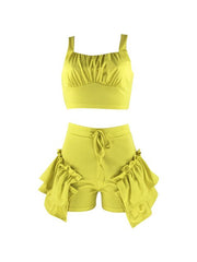 Load image into Gallery viewer, Crop Top & Ruffles Shorts