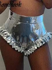 Load image into Gallery viewer, Ruffled Metallic Colored Short