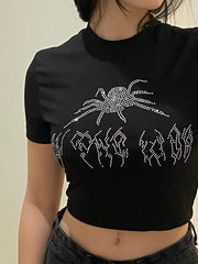 Load image into Gallery viewer, Rhinestone Graphic Crop top