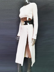 Load image into Gallery viewer, Long Sleeve Cropped Top & Skirt Set