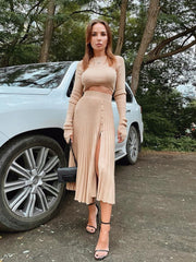 Load image into Gallery viewer, Long Sleeve Cropped Top & Skirt Set