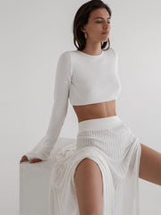 Load image into Gallery viewer, Long Sleeve Cropped Top & Skirt Set