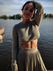 Load image into Gallery viewer, Long Sleeve Cropped Top & Skirt Set