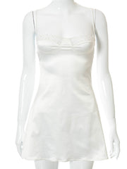 Load image into Gallery viewer, Satin Lace Spaghetti Strap Dress