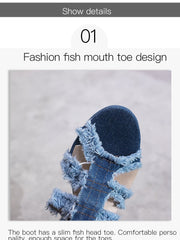 Load image into Gallery viewer, Cutout Denim Boots