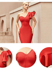 Load image into Gallery viewer, One Off Shoulder Asymmetric Dress