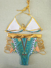 Load image into Gallery viewer, Halter Ethnic Print Bikini