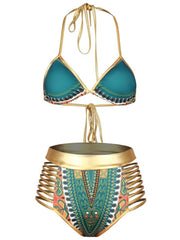 Load image into Gallery viewer, Halter Ethnic Print Bikini