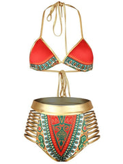 Load image into Gallery viewer, Halter Ethnic Print Bikini