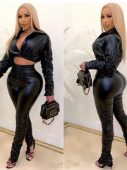 Load image into Gallery viewer, Faux Leather Two-Piece Outfit