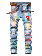 Load image into Gallery viewer, Water Color Embroidered Jeans