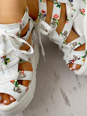 Load image into Gallery viewer, CHUNKY FLORAL WEDGES