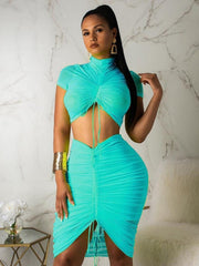 Load image into Gallery viewer, Ruched Crop Top & Skirt