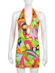 Load image into Gallery viewer, Colorful Halter Dress