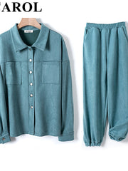 Load image into Gallery viewer, Long Sleeve Velvet Shirt & Pants