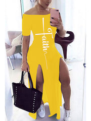 Load image into Gallery viewer, Off Shoulder Split Dress